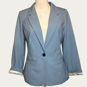 Kensie Light Blue Blazer XS — Single-Breasted • Lined • 3/4 Sleeve